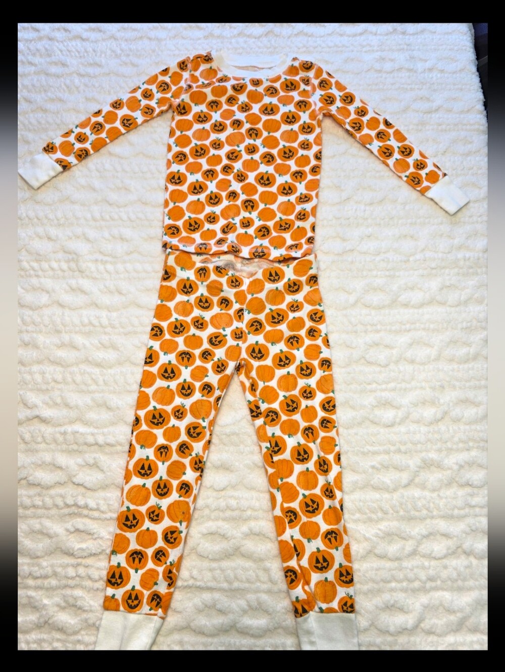 Old Navy Kids Halloween Pumpkin Pajama Set XS 5 Jack O Lantern PJs